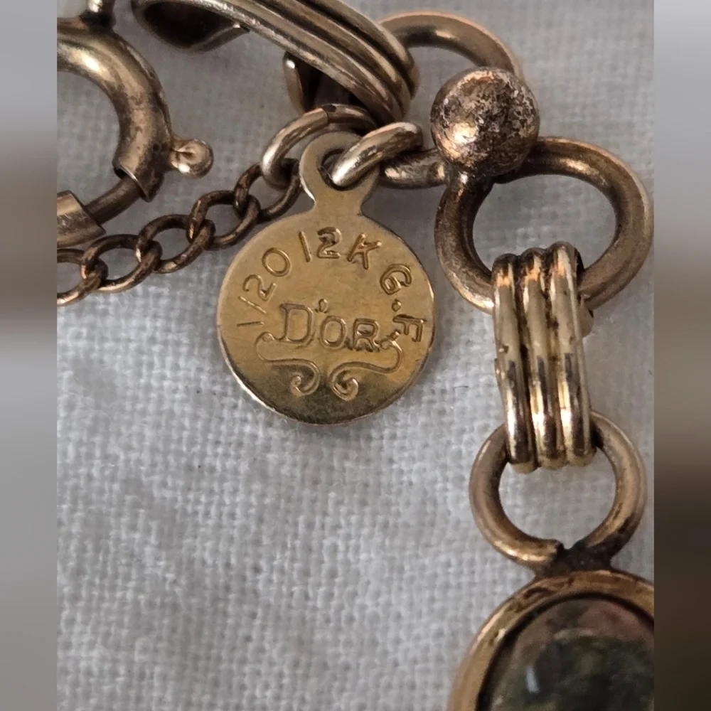 VTG D'or 1/20 12k G F Multicolor Gems Scarab Bracelet